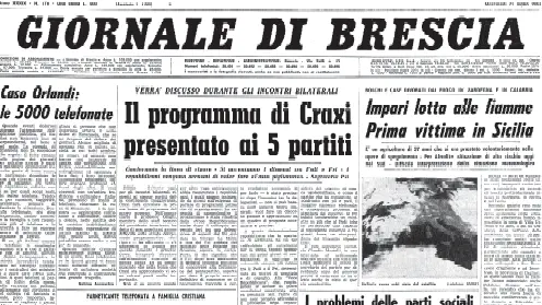 La prima pagina del GdB del 27 luglio 1983