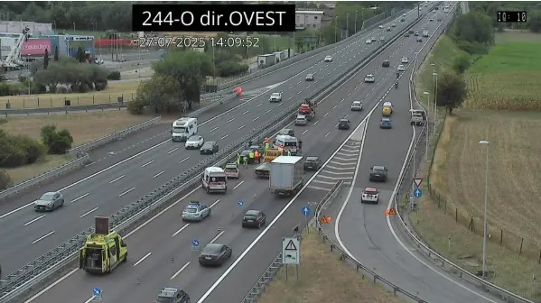 L'incidente in A4 ripreso dalle webcam