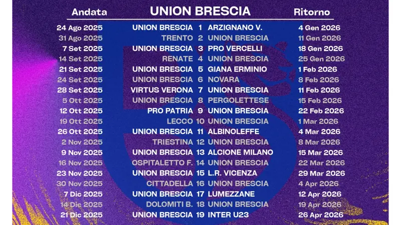 Lega Pro, il calendario dell'Union Brescia