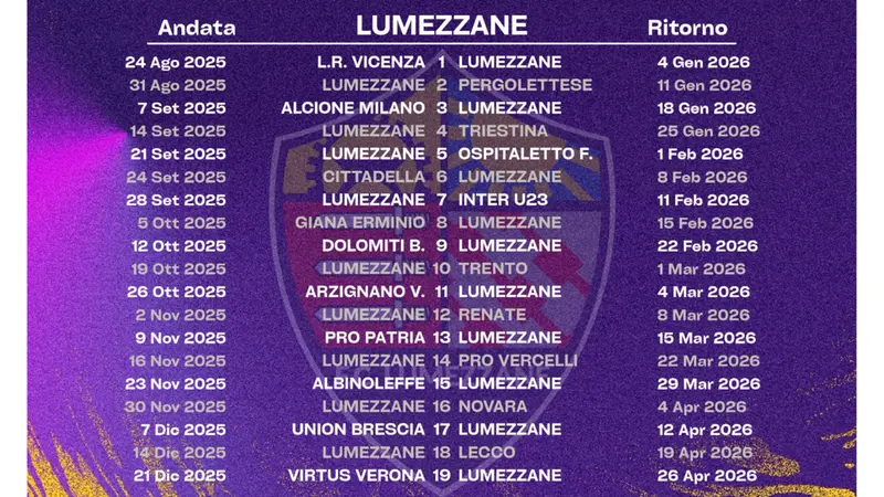Lega Pro, il calendario del Lumezzane