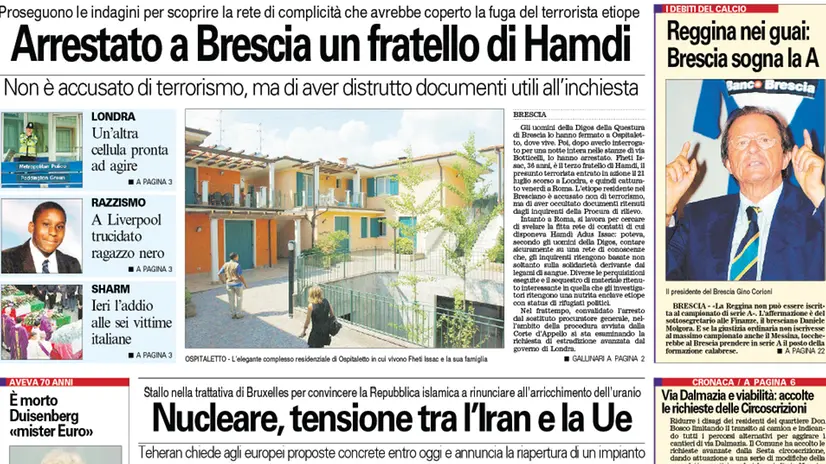 La pagina del giornale - © www.giornaledibrescia.it