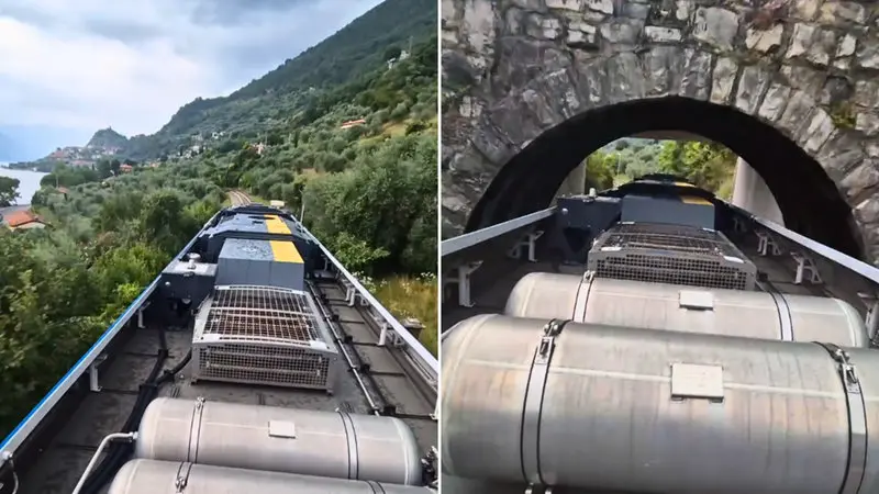 Alcuni frame del video girato sopra il treno sul Sebino