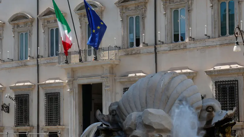 Veduta esterna di Palazzo Chigi durante riunione del Consiglio dei ministri, Roma, 30 Giugno 2025. ANSA/GIUSEPPE LAMI