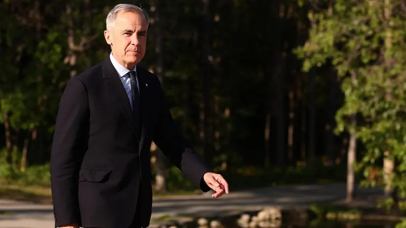 epa12181068 Prime Minister of Canada Mark Carney prepares to greet the Secretary General of NATO to the G7 Summit in Kananaskis, Canada, 17 June 2025. World leaders are gathered from 15 to 17 June 2025 for the annual G7 Summit. EPA/TERESA SUAREZ / POOL