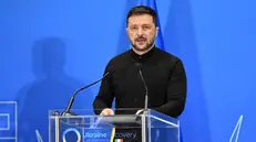 The president of Ukraine Volodymyr Zelensky during the Conference for the Reconstruction of Ukraine, at the La Nuvola Conference Center, Rome, 10 July 2025 ANSA/FABIO CIMAGLIA