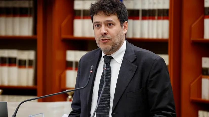 Daniele Nahum, durante il convegno Antisemitismo e antisionismo due facce della stessa medaglia, Roma 18 luglio 2025. ANSA/FABIO FRUSTACI
