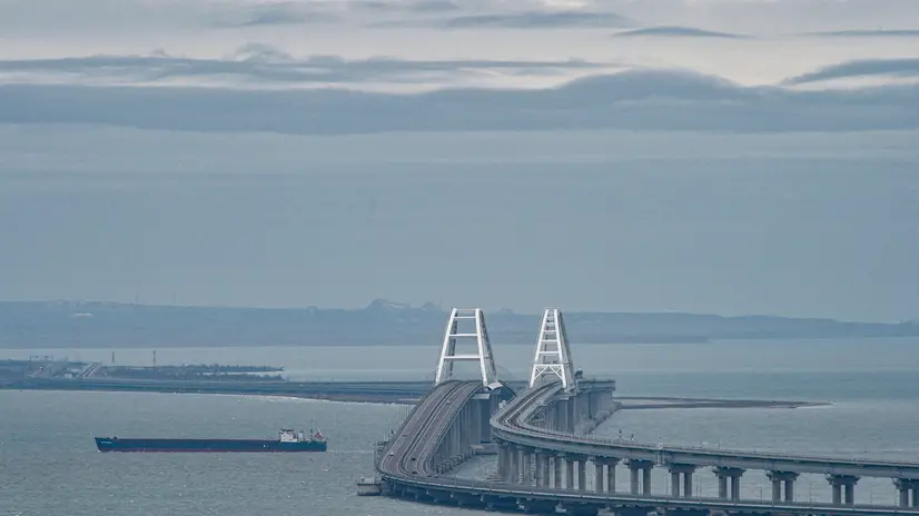 epa10524582 A general view of the Crimean Bridge in Kerch, Crimea, 14 March 2023 (issued 15 March 2023). The bridge connects the Russian mainland with the Crimean Peninsula across the Kerch Strait. In February 2014 Russian forces invaded and seized control of the Crimean Peninsula. Russia declared the annexation of Crimea on 18 March 2014, two days after the celebration of a so called 'referendum' in that territory. In a vote that reaffirmed Ukraine's 'national unity and territorial integrity', the United Nations General Assembly in the Resolution 68/262 condemned the referendum in Crimea stating it had 'no validity'. After the annexation Moscow escalated its military presence on the peninsula to solidify the new status quo on the ground and since 2015, Russia approved the 'Day of Reunification of Crimea with Russia' as a holiday marked annually on 18 March. EPA/STRINGER