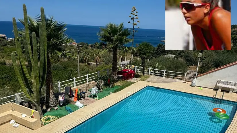 foto della piscina e una foto della giovane pallavolista