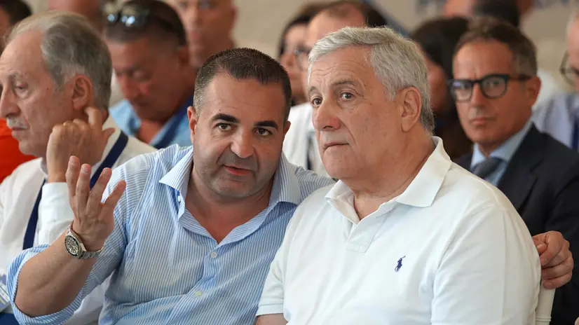 Il ministro Antonio Tajani a Villa San Giovanni (Rc) all'iniziativa di Forza Italia "Le radici del Sud: la forza dell’Italia – Stati Generali del Mezzogiorno", 2 agosto 2025. ANSA/LUIGI SALSINI