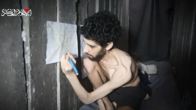 A still of hostage Evyatar David taken from a Hamas propaganda video released on August 1, 2025. CREDIT HOSTAGES AND MISSING FAMILIES FORUM - NO SALES - NPK