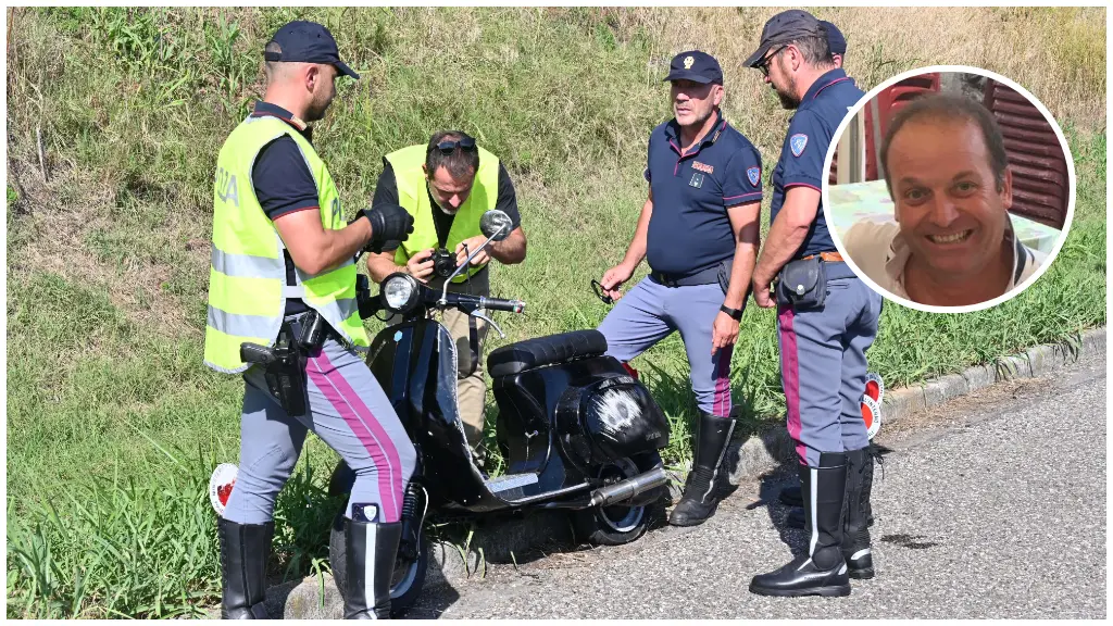 Il luogo dell'incidente in Corda Molle (nel tondo Fabrizio Tonelli)