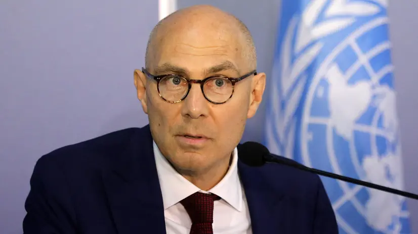 epa12198812 UN High Commissioner for Human Rights Volker Tuerk speaks during a press conference at the UN Compound in Colombo, Sri Lanka, 26 June 2025. The UN Commissioner is on a four-day official visit to Sri Lanka. EPA/CHAMILA KARUNARATHNE