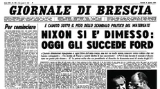 La prima pagina del GdB che parlava delle dimissioni di Nixon - © www.giornaledibrescia.it