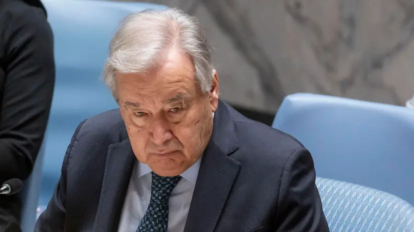 epa12253487 United Nations Secretary-General Antonio Guterres attends a United Nations Security Council meeting on 'promoting international peace and security through multilateralism and the peaceful settlement of disputes' at the United Nations headquarters in New York, New York, USA, 22 July 2025. EPA/JUSTIN LANE