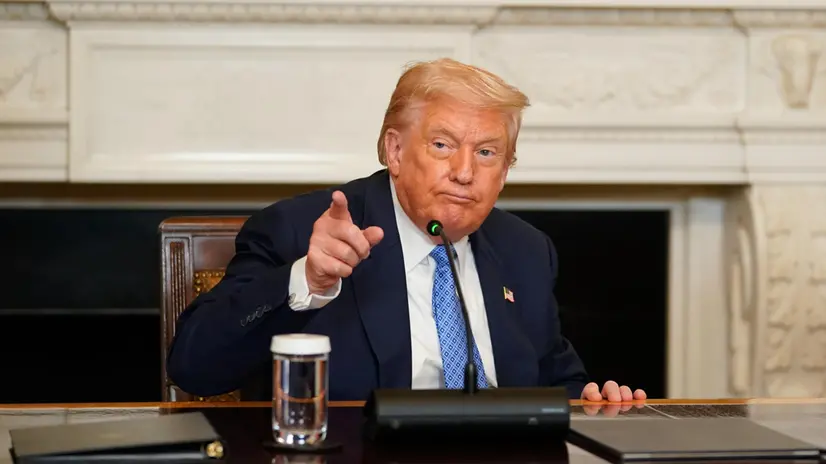 epa12290512 US President Donald Trump attends a signing ceremony in the State Dining Room of the White House in Washington, DC, USA, 08 August 2025. US President Trump said he would host the leaders of Armenia and Azerbaijan for a peace summit with the expectation that the pair will sign an agreement seeking to end decades of conflict between the South Caucasus nations. EPA/NATHAN HOWARD / POOL