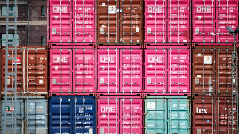 epa12288000 Transshipment containers are seen at the Westhafen container terminal in Berlin, Germany, 07 August 2025. New US tariffs on more than 60 countries came into force on 07 August, with 15 percent surcharge applies to most products from the EU. Special duties of 50 percent remain in place for steel and aluminum imports. EPA/CLEMENS BILAN