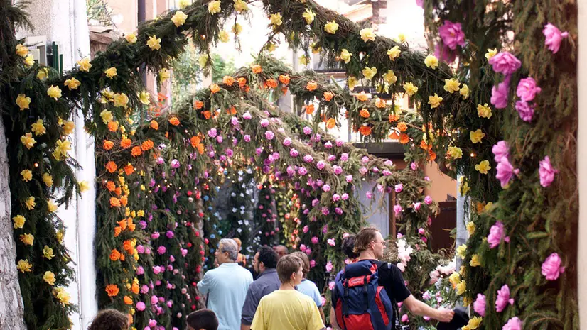 Trecentomila fiori di carta: una marea colorata che orna case e piazze