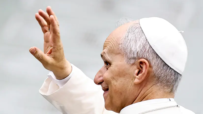 Pope Leo XIV during the weekly general audience in the Paul VI Hall, Vatican City, 13 August 2025. ANSA/ANGELO CARCONI