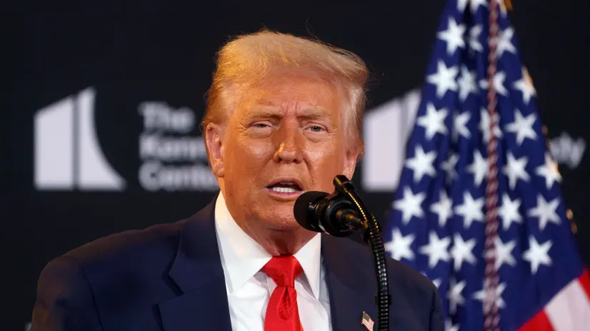 epa12298261 US President Donald Trump speaks as he hosts an event at the John F. Kennedy Center for the Performing Arts, in Washington, DC, USA, 13 August 2025. President Trump unveiled the 48th annual Kennedy Center Honors recipients. EPA/WILL OLIVER / POOL POOL
