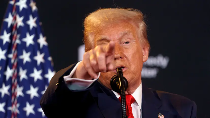 epa12298265 US President Donald Trump gestures as he hosts an event at the John F. Kennedy Center for the Performing Arts, in Washington, DC, USA, 13 August 2025. President Trump unveiled the 48th annual Kennedy Center Honors recipients. EPA/WILL OLIVER / POOL POOL