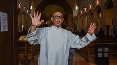 Don Paolo Stefano al funerale di Cecilia Diterlizzi nella chiesa di San Barnaba al Gratosoglio, Milano 14 Agosto 2025 ANSA/MATTEO CORNER