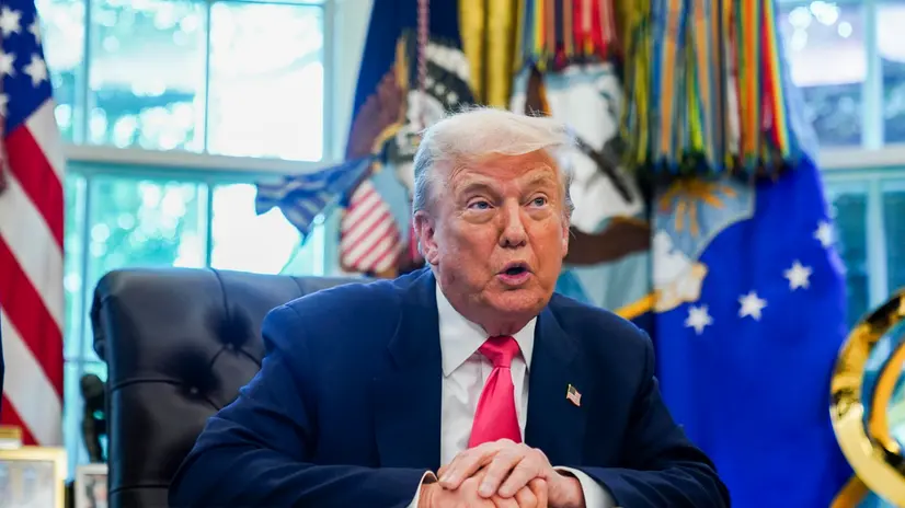 epa12300587 US President Donald Trump speaks in the Oval Office at the White House, Washington, DC, USA, 14 August 2025. President Trump delivered remarks and responded to questions on his presidential proclamation marking the 90th anniversary of the Social Security Act, the federal crime crackdown in DC, and his upcoming trip to Anchorage to meet with Russian President Vladimir Putin. EPA/WILL OLIVER / POOL