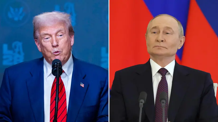 In una combo il presidente russo Vladimir Putin (S) e il presidente americano Donald Trump. ANSA/ SHAWN THEW/EVGENIA NOVOZHENINA / POOL