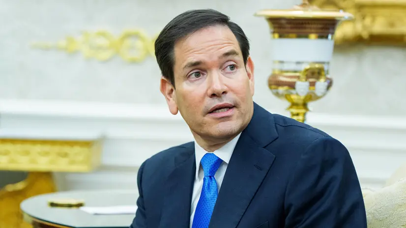 epa12241591 United States Secretary of State Marco Rubio gives remarks as United States President Donald J. Trump meets Bahrain's Prime Minister and Crown Prince Sheikh Salman bin Hamad al-Khalifa in the Oval Office of the White House in Washington, DC, USA, 16 July 2025. EPA/AARON SCHWARTZ / POOL