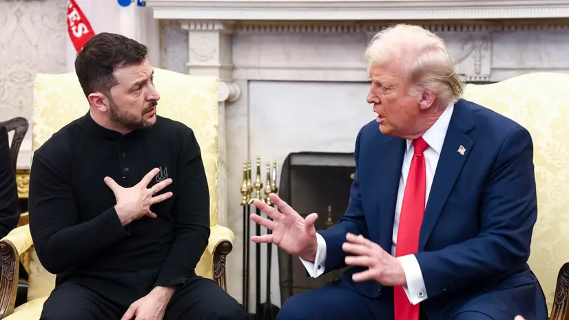 epa11930785 Ukrainian President Volodymyr Zelensky (L) talks with US President Donald Trump (R) in the Oval Office of the White House in Washington, DC, USA, 28 February 2025. Zelensky is in Washington to sign the framework of a deal, pushed by President Trump, to share Ukrainesâ€™s mineral wealth with the US. EPA/JIM LO SCALZO / POOL