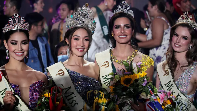 epa10336538 (L-R) Miss Earth-Fire Andrea Aguilera of Colombia, Miss Earth 2012 Mina Sue Choi of South Korea, Miss Earth-Water Nadeen Ayoub of Palestine andÃ¢â‚¬â€¹ Miss Earth-Air Sheridan Mortlock of Australia pose for a group photo during the Miss Earth coroÃ¢â‚¬â€¹nation night in Manila, Philippines, 29 November 2022. Miss Earth raises awareness on biodiversity and its conservation with this year's theme 'ME loves fauna.' Winners of the Miss Earth pageant 2022 are expected to actively campaign for environÃƒÂ¢Ã¢â€šÂ¬Ã¢â‚¬Â¹ment-oriented projects and events around the world. EPA/FRANCIS R. MALASIG