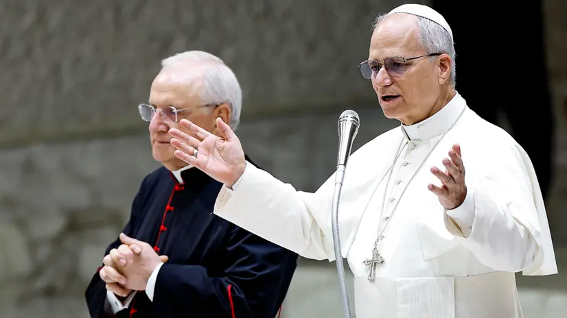 Pope Leo XIV during the weekly general audience in the Paul VI Hall, Vatican City, 20 August 2025. ANSA/ANGELO CARCONI