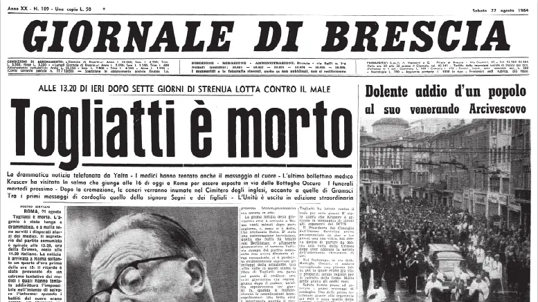 L'edizione del GdB del 22 agosto 1964 - © www.giornaledibrescia.it