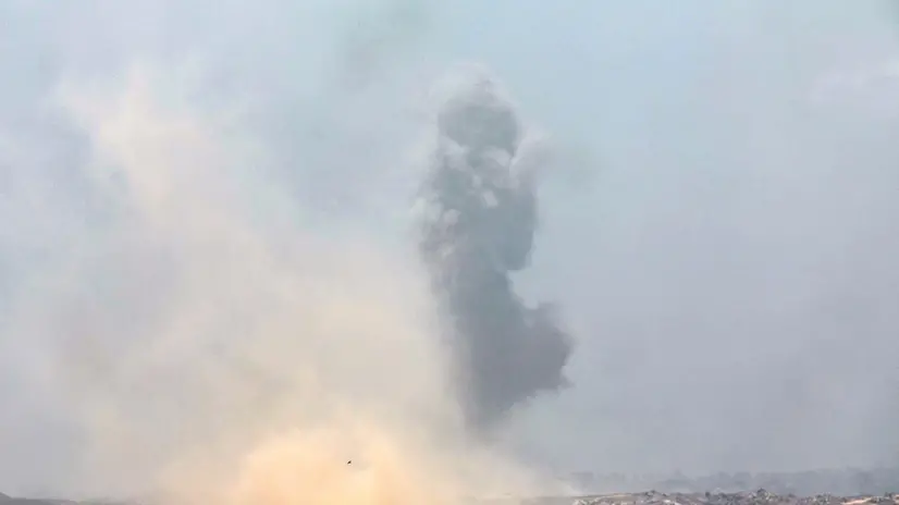 epa12271053 Smoke rises as a result of an Israeli airstrike in the northern part of the Gaza Strip, near Gaza City, as seen from the Israeli side of the Israel-Gaza border, 29 July 2025. EPA/ATEF SAFADI