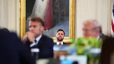 epa12308682 United States Vice President JD Vance looks on during a Multilateral Meeting with European Leaders in the East Room of the White House in Washington, DC, USA, 18 August 2025. European Leaders are at the White House in support of President Zelenskyy following President Trump’s meeting with President Vladimir Putin of Russia in Anchorage, Alaska, USA, on August 15, 2025. EPA/AARON SCHWARTZ / POOL