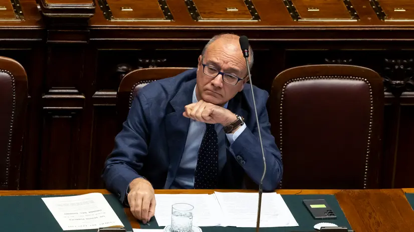 Il ministro dell’istruzione Giuseppe Valditara, durante il Question time alla camera dei deputati. Roma, 30 luglio 2025 ANSA/MASSIMO PERCOSSI