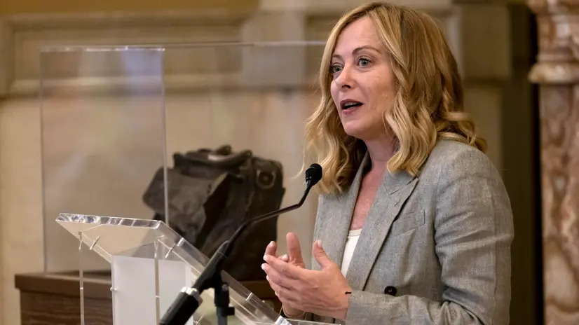 Il presidente del consiglio Giorgia Meloni, durante la cerimonia in memoria di Paolo Borsellino. Roma, 30 giugno marzo 2025 ANSA/MASSIMO PERCOSSI