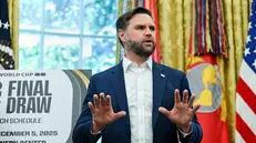 epa12317166 US Vice President JD Vance speaks after President Donald Trump announced the 2026 FIFA World Cup draw will be held at the Kennedy Center in December 2025, in the Oval Office of the White House in Washington, DC, USA, 22 August 2025. The 2026 FIFA World Cup, coming to North America next summer will be the first World Cup with three host countries in the U.S., Canada and Mexico, and it will be the first to feature a 48-team field. EPA/ANNABELLE GORDON / POOL