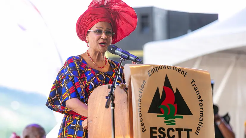epa12278640 Trinidad and Tobago Prime Minister Kamla Persad-Bissessar speaks during Emancipation Day celebrations at Lidj Yasu Omowale in Port of Spain, Trinidad and Tobago, 01 August 2025 (issued 02 August 2025). With a parade, cultural events, and messages of support, Trinidad and Tobago paid tribute to the Afro-descendant community for its resilience and contribution to the country's development. EPA/ANDREA DE SILVA