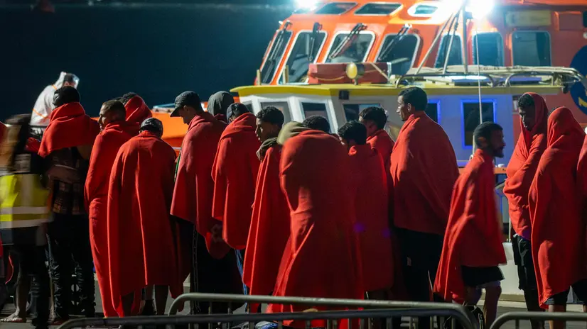 epa12294755 Migrants disembark from the Maratime Rescue vessel 'La Salvamar Al Nair' at Arrecife port in Lanzarote, Canary Islands, Spain, 12 August 2025. Around sixty migrants were rescued at sea by the 'La Salvamar Al Nair' in the early morning of 12 August 2025. EPA/ADRIEL PERDOMO