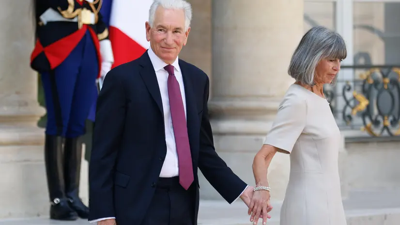 epa12245363 United States Ambassador to France Charles Kushner (L) and his wife Seryl Stadtmauer Kushner (R) leave the Elysee palace before the arrival of Austrian Federal Chancellor Christian Stocker at Elysee Palace in Paris, France, 18 July 2025. EPA/MOHAMMED BADRA