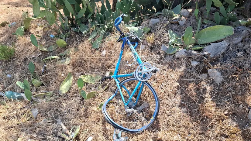 Il luogo in cui tre ciclisti sono morti in un incidente stradale avvenuto sulla provinciale 231 in direzione sud, all'altezza di Terlizzi, in provincia di Bari. I tre intorno alle 8.30 sono stati travolti e uccisi da un'automobile di grossa cilindrata che dopo l'impatto è finita contro il guardrail, 3 agosto 2025. ANSA/DONATO FASANO