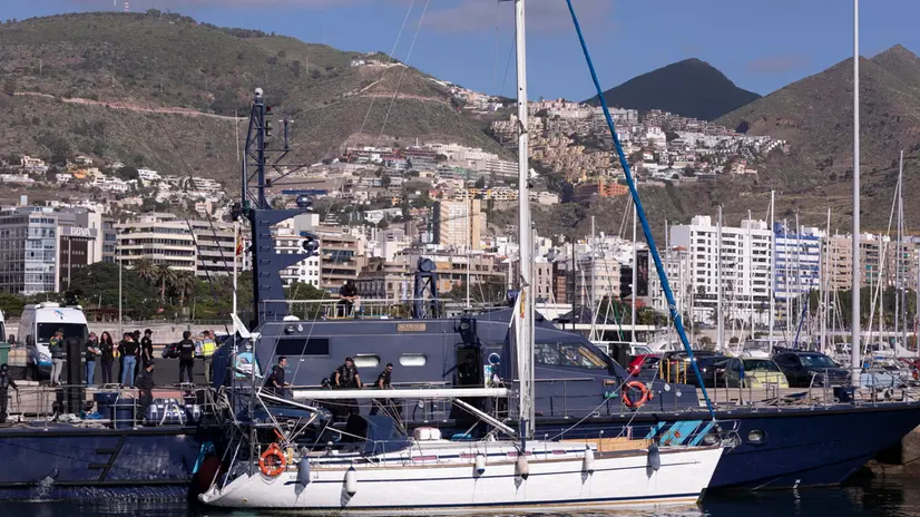 epa10507215 One of two boats intercepted by Spanish authorities arrives at a port in Santa Cruz de Tenerife, Canary Islands, Spain, 07 March 2023. The two boats were intercepted at sea on 06 March with hundreds of kilograms of cocaine on board, during a joint operation held by the Spanish National Police, the Civil Guard and the Customs Surveillance Service. EPA/Miguel Barreto