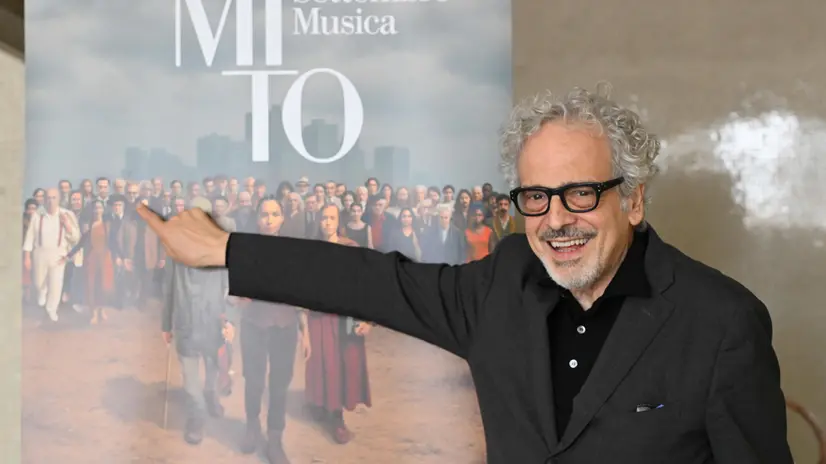 Il direttore artistico Giorgio Battistelli alla conferenza stampa di presentazione di "Rivoluzioni", il tema del MITO SettembreMusica 2025. ANSA/DANIEL DAL ZENNARO