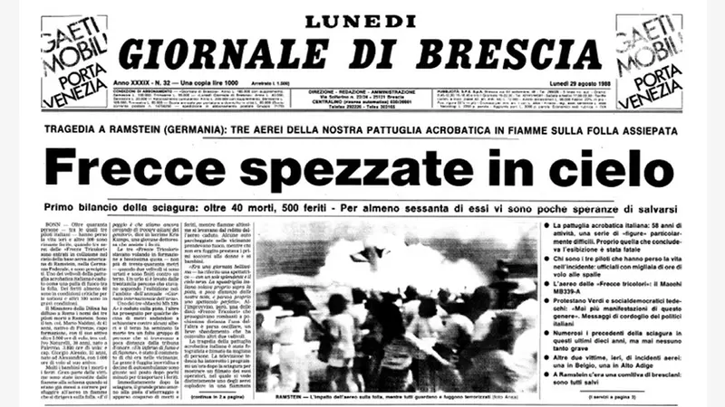 La prima pagina del GdB il 29 agosto 1988 - © www.giornaledibrescia.it