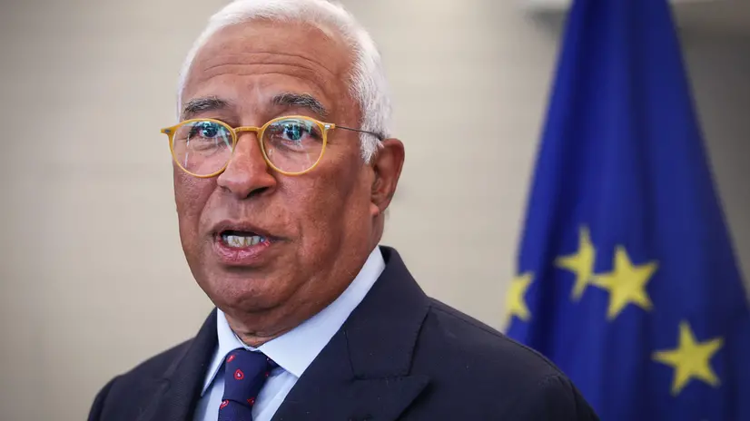 epa12310255 President of the European Council Antonio Costa speaks to the media at a press conference following the European Council meeting on Ukraine, Lisbon, Portugal, 19 August 2025. EPA/RODRIGO ANTUNES