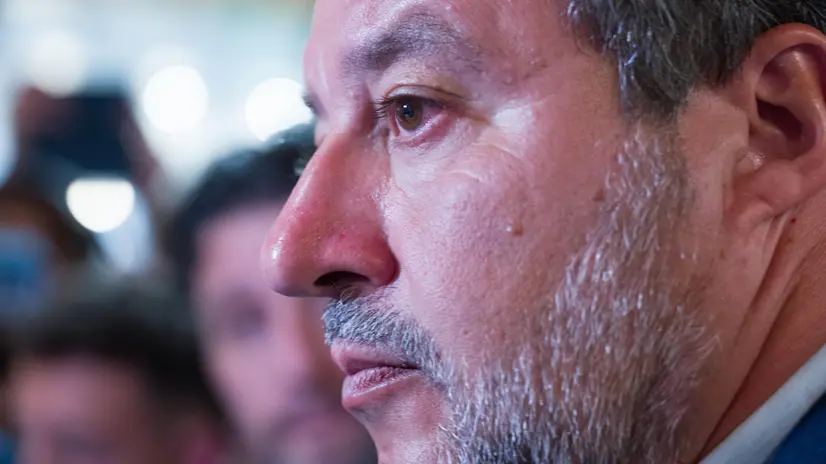 Matteo Salvini, vicepresidente del Consiglio dei Ministri e ministro delle Infrastrutture e dei Trasporti, alla 46esima edizione del Meeting per l'amicizia fra i popoli, la kermesse organizzata dal movimento di Comunione e Liberazione. Rimini, 27 agosto 2025. ANSA/Foto Dorin Mihai, Pasquale Bove EN: Italian Deputy Prime Minister and Infrastructure and Transport Minister Matteo Salvini attends the 46th Meeting for Friendship Among Peoples organized by the Communion and Liberation movement in Rimini (Italy), Aug. 27, 2025. (ANSA/Ph Dorin Mihai, Pasquale Bove)