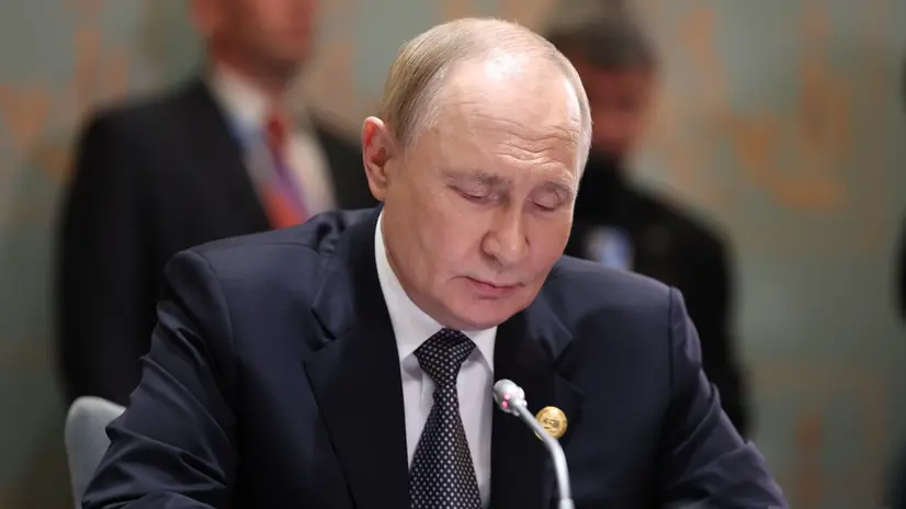 epa12342085 Russian President Vladimir Putin attends a bilateral meeting with Turkish President Erdogan on the sidelines of the Shanghai Cooperation Organisation (SCO) summit in Tianjin, China, 01 September 2025. EPA/ALEXANDER KAZAKOV/SPUTNIK/KREMLIN POOL MANDATORY CREDIT