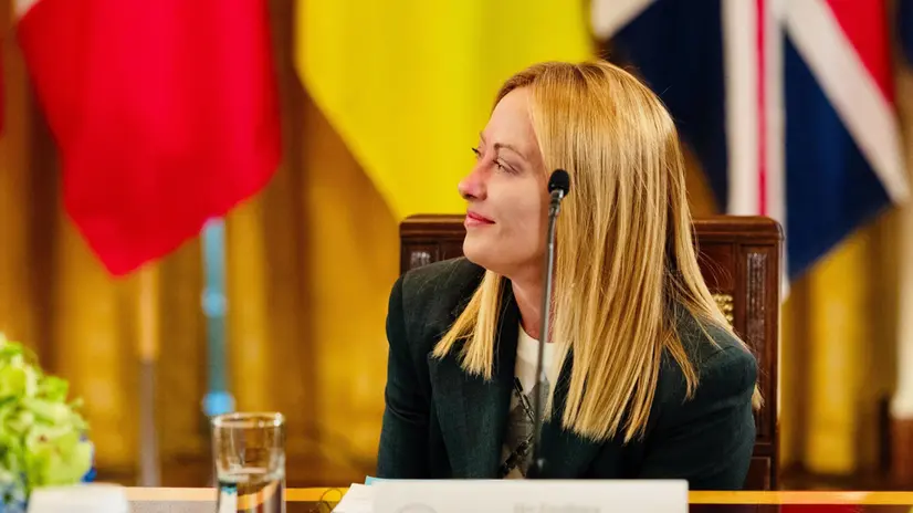 La presidente Giorgia Meloni alla Casa Bianca durante i colloqui sulla guerra in Ucraina, cui hanno partecipato anche con Donald Trump, Volodymyr Zelensky e i leader europei, Washington, 19 agosto 2025 Ansa / Filippo Attili - ufficio stampa Palazzo Chigi ++FOTO DIFFUSA DALL'UFFICIO STAMPA DI PALAZZO CHIGI - USARE SOLO PER ILLUSTRARE OGGI LA NOTIZIA INDICATA NEL TITOLO - NON ARCHIVIARE – FOTO NON IN VENDITA - DA USARE SOLO PER FINI GIORNALISTICI - NPK+++