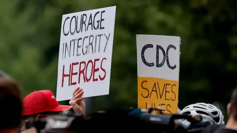 epa12332215 Current and former CDC workers and supporters gather to greet recently resigned CDC leaders Daniel Jernigan, Debra Houry and Demetre Daskalakis outside the entrance to the US Centers For Disease Control and Prevention in Atlanta, Georgia, USA, 28 August 2025. The Trump Administration has reportedly fired CDC Director Susan Monarez after less than a month on the job. At least four other top CDC officials have resigned in the wake of the controversy, surrounding vaccines, immunizations and other issues. EPA/ERIK S. LESSER