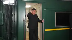 epa10856007 A photo released by the official North Korean Central News Agency (KCNA) shows North Korean leader Kim Jong Un waving as he departs by train for a visit to Russia, from Pyongyang, North Korea, 12 September 2023. North Korean leader Kim Jong-un is expected to meet with Russian President Vladimir Putin who is currently visiting the Far East attending the 2023 Eastern Economic Forum (EEF) in Vladivostok. EPA/KCNA EDITORIAL USE ONLY